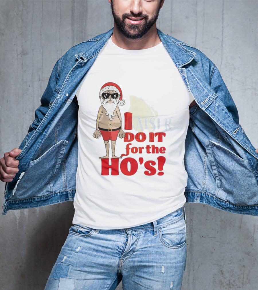 Santa Claus I Do It For The Ho's Funny Christmas Topless Sunglasses T-Shirt