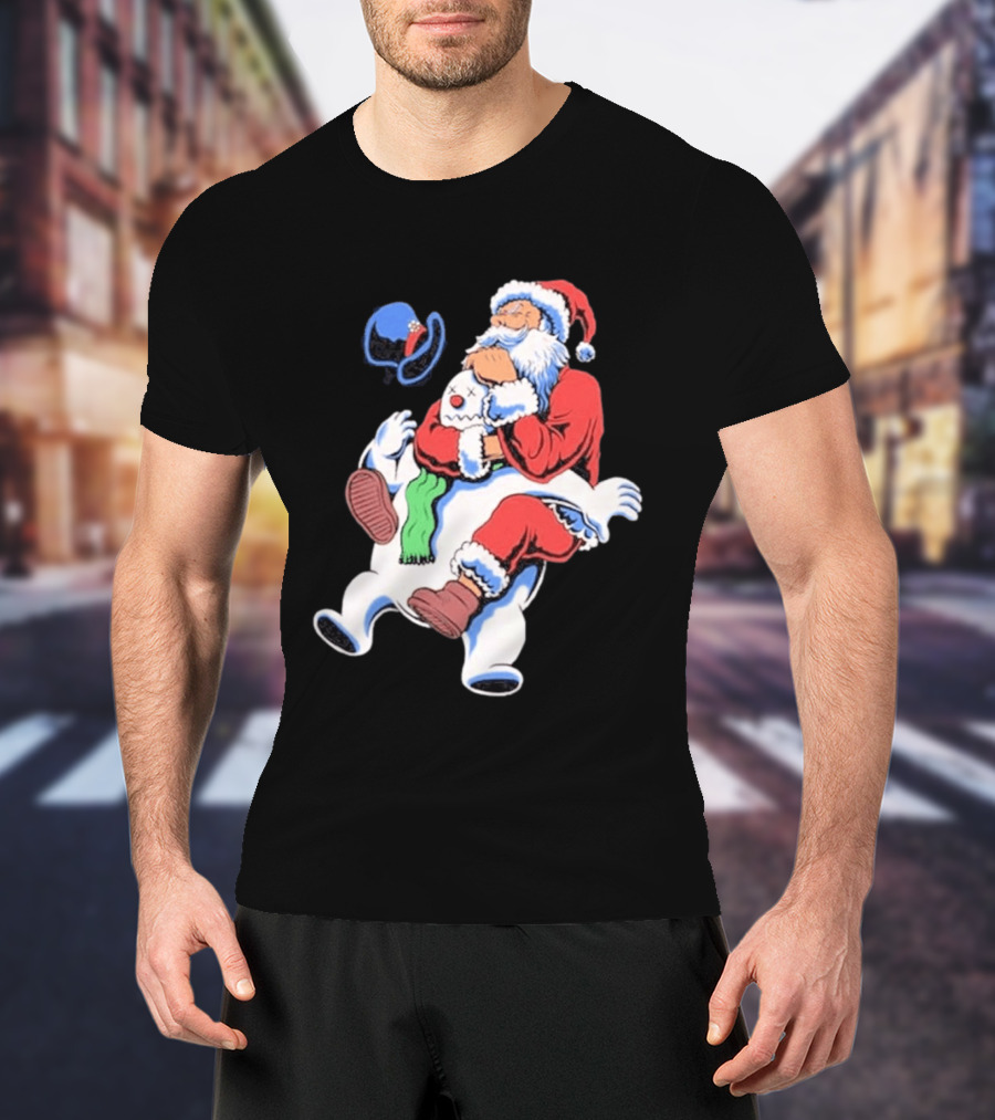 Jiu Jitsu Santa Rear Naked Choke Snowman Christmas T-Shirt
