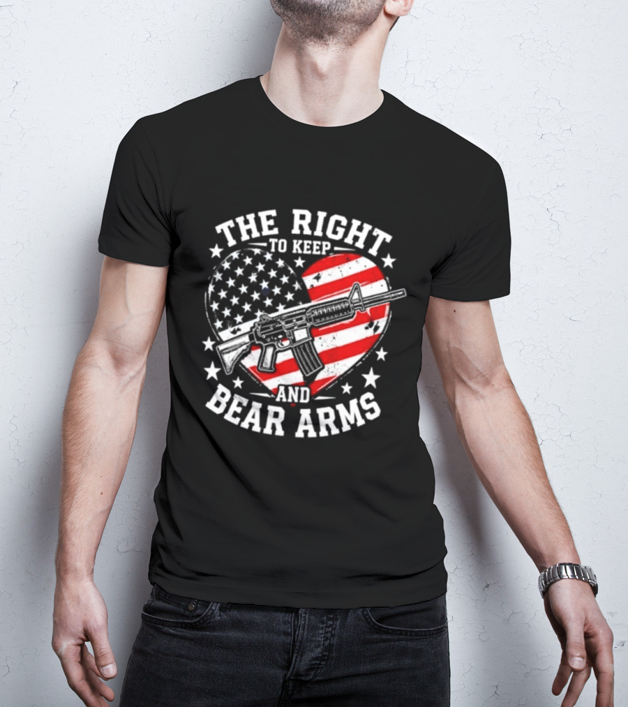 The Right To Keep And Bear Arms Heart Flag Rifle Stars T-Shirt