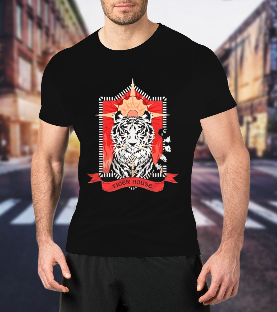 Tiger House Celestial Animal Sunburst Tiger T-Shirt