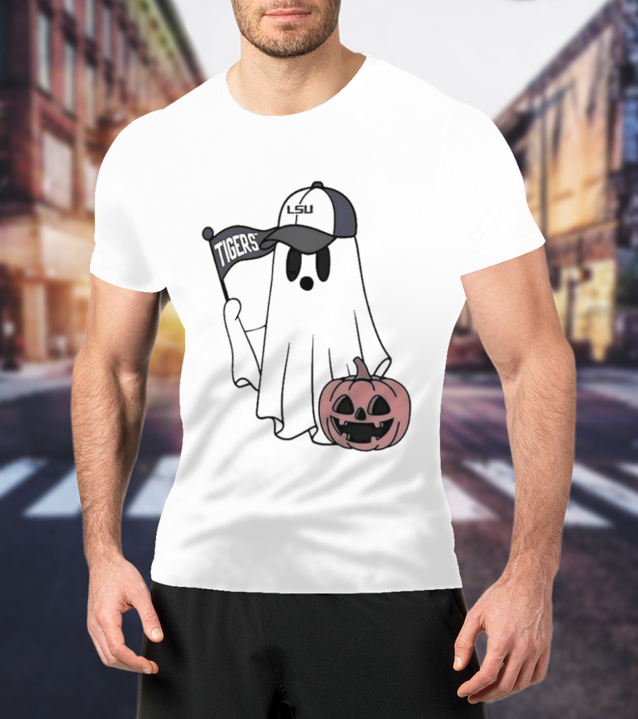 Lsu Tigers NCAA Football Halloween Ghost Pumpkin Fan Gear T-Shirt
