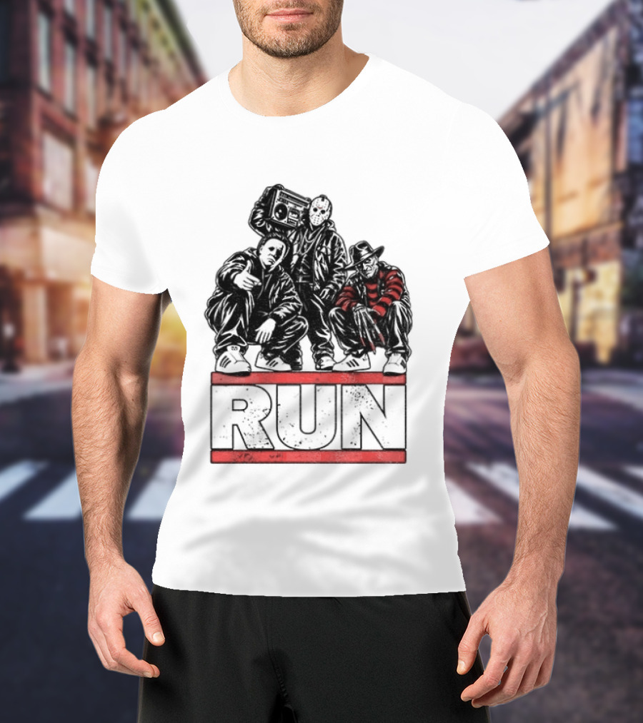 Run Horror Hip Hop Michael Myers Jason Freddy T-Shirt