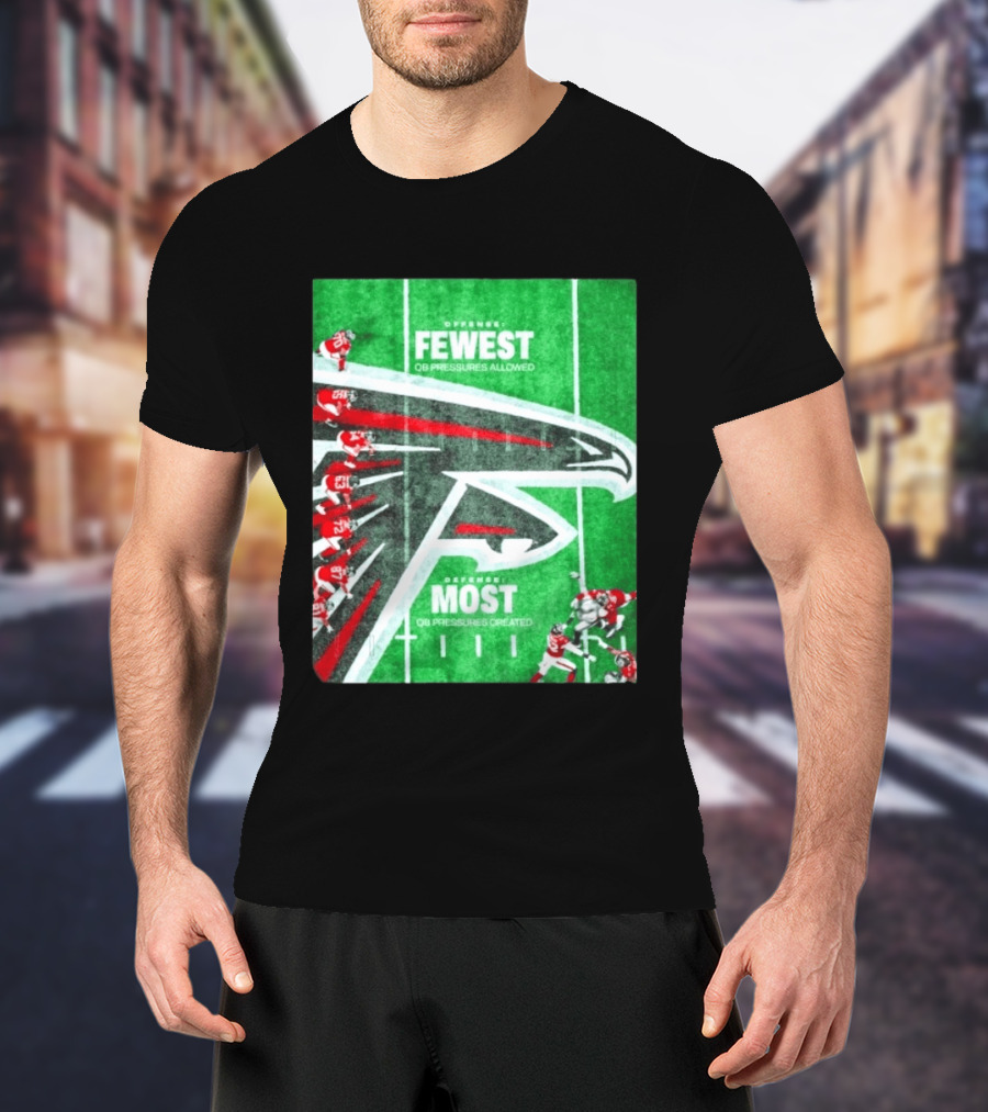 Atlanta Falcons Offense Fewest QB Pressures Allowed Defense Most Pressures Created T-Shirt