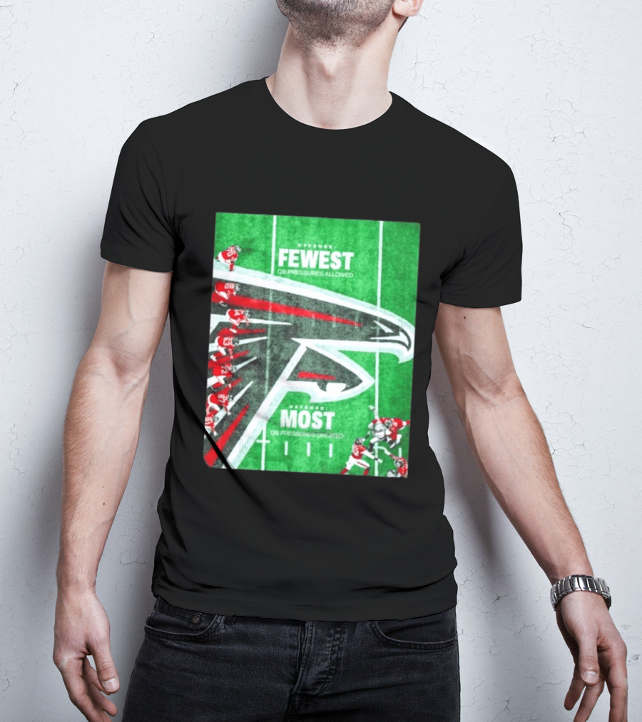 Atlanta Falcons Offense Fewest QB Pressures Allowed Defense Most Pressures Created T-Shirt