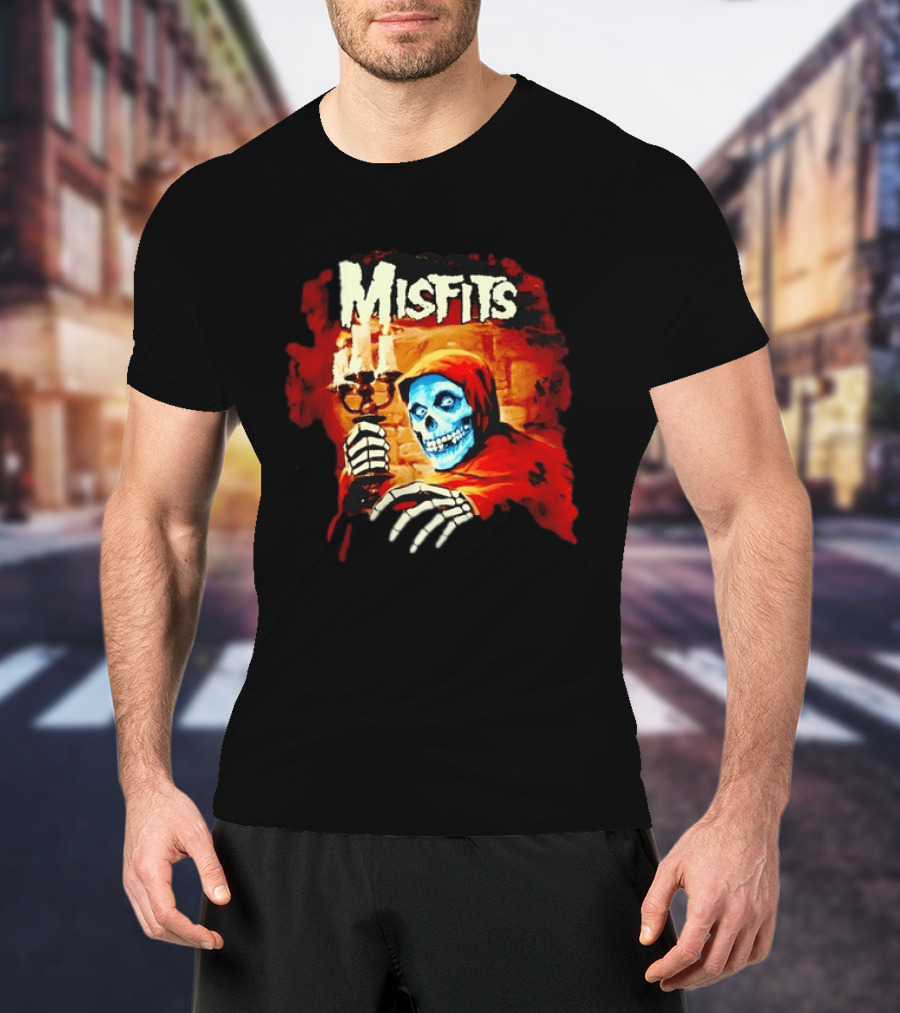 Misfits Crimson Ghost Candle Holder Punk Rock Skeleton T-Shirt