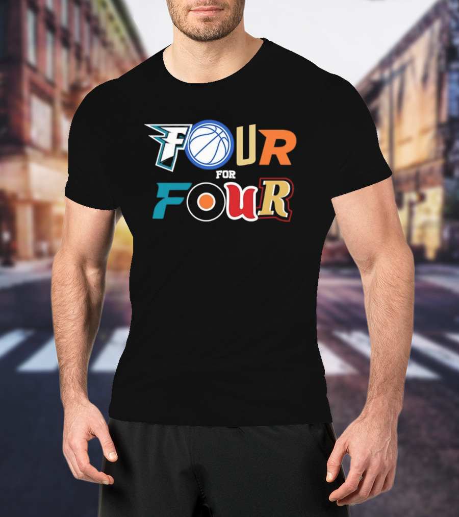 Four For Four Philadelphia Basketball Baseball Hockey Football T-Shirt