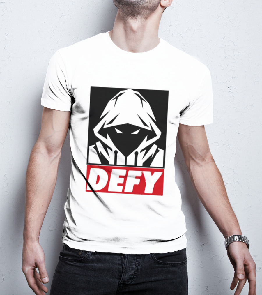 Defy Hooded Figure Streetwear Urban Fashion T-Shirt