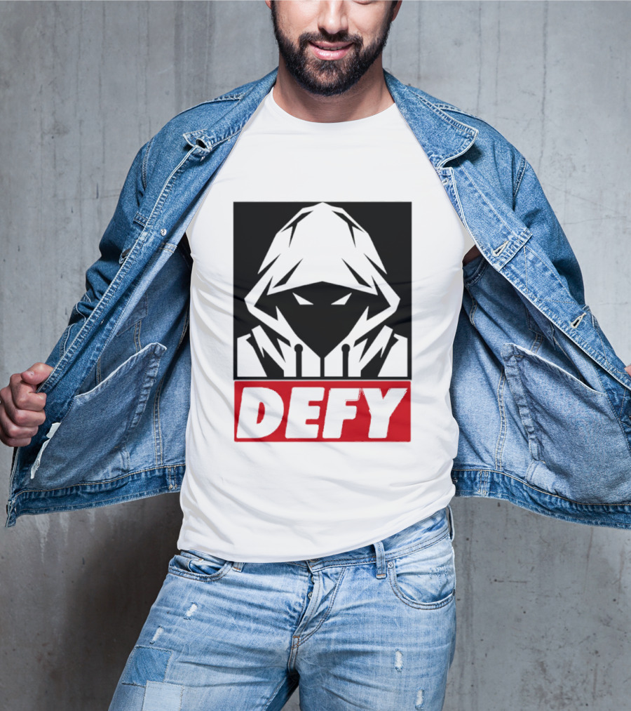 Defy Hooded Figure Streetwear Urban Fashion T-Shirt