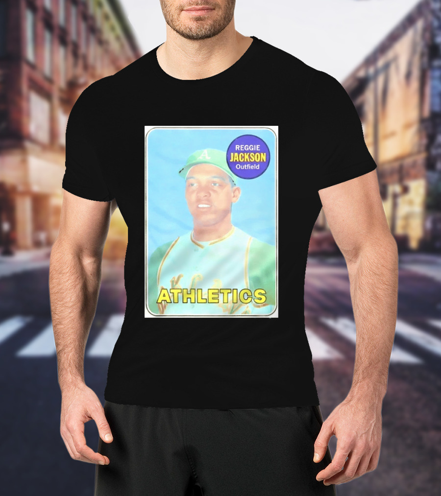 Reggie Jackson Athletics Outfield Baseball Card Oakland A's Player T-Shirt