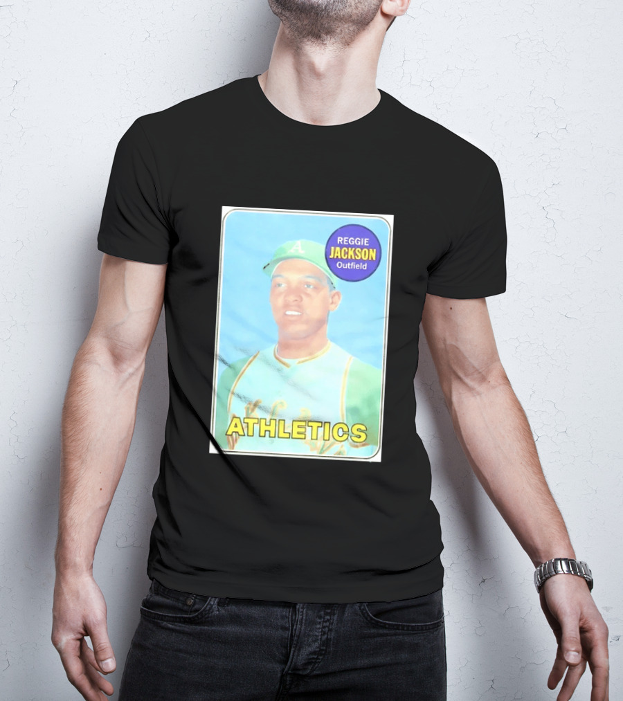 Reggie Jackson Athletics Outfield Baseball Card Oakland A's Player T-Shirt