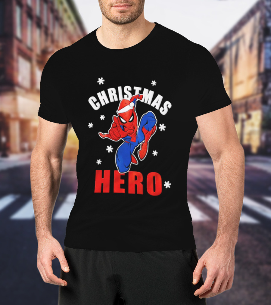 Christmas Hero Santa Hat Spider Man Marvel T-Shirt