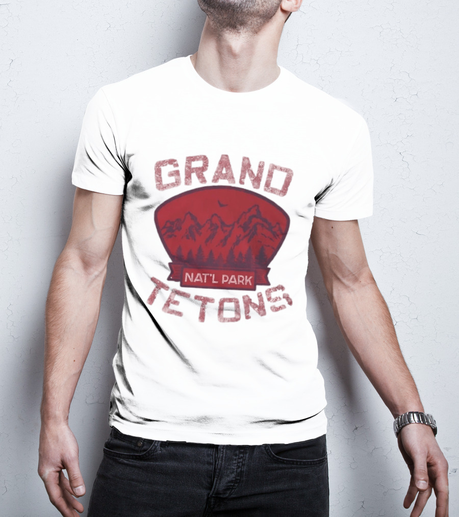 Grand Tetons Nat'l Park Distressed Mountain Landscape T-Shirt