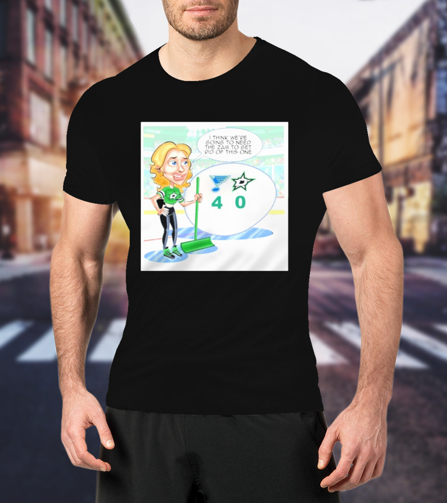 St Louis Blues Vs Dallas Stars Hockey 4 0 Cartoon With Humor And Zamboni Joke T-Shirt