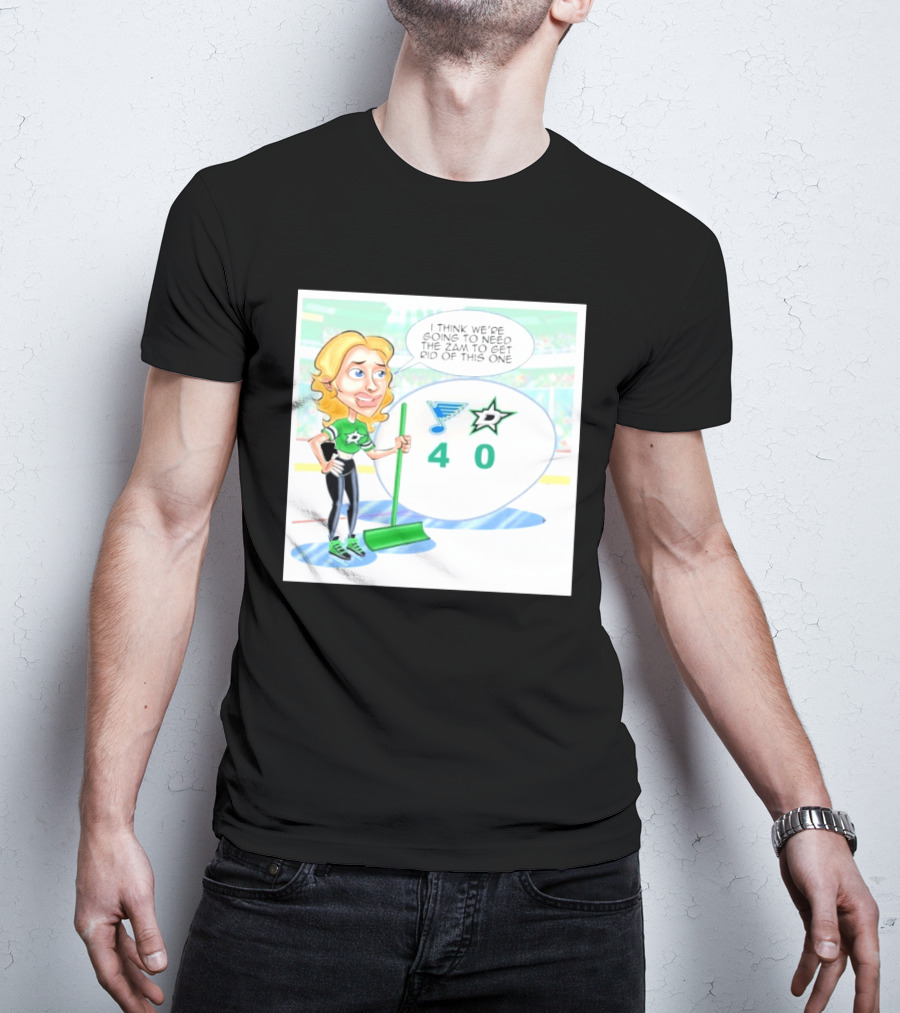 St Louis Blues Vs Dallas Stars Hockey 4 0 Cartoon With Humor And Zamboni Joke T-Shirt