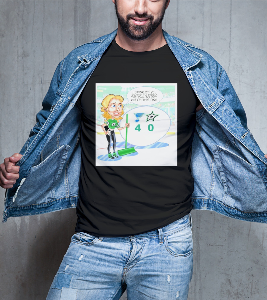 St Louis Blues Vs Dallas Stars Hockey 4 0 Cartoon With Humor And Zamboni Joke T-Shirt
