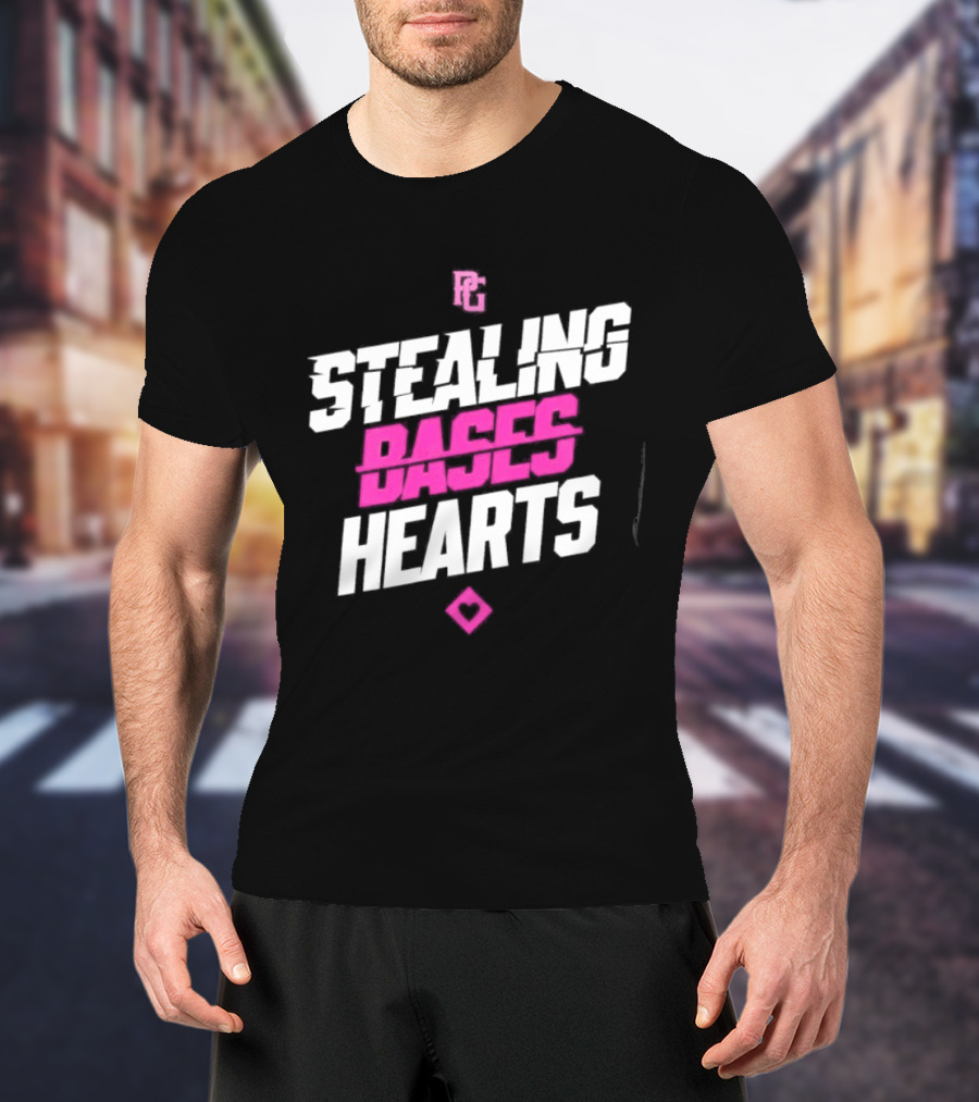 Stealing Bases Hearts Performance Pink Diamond T-Shirt
