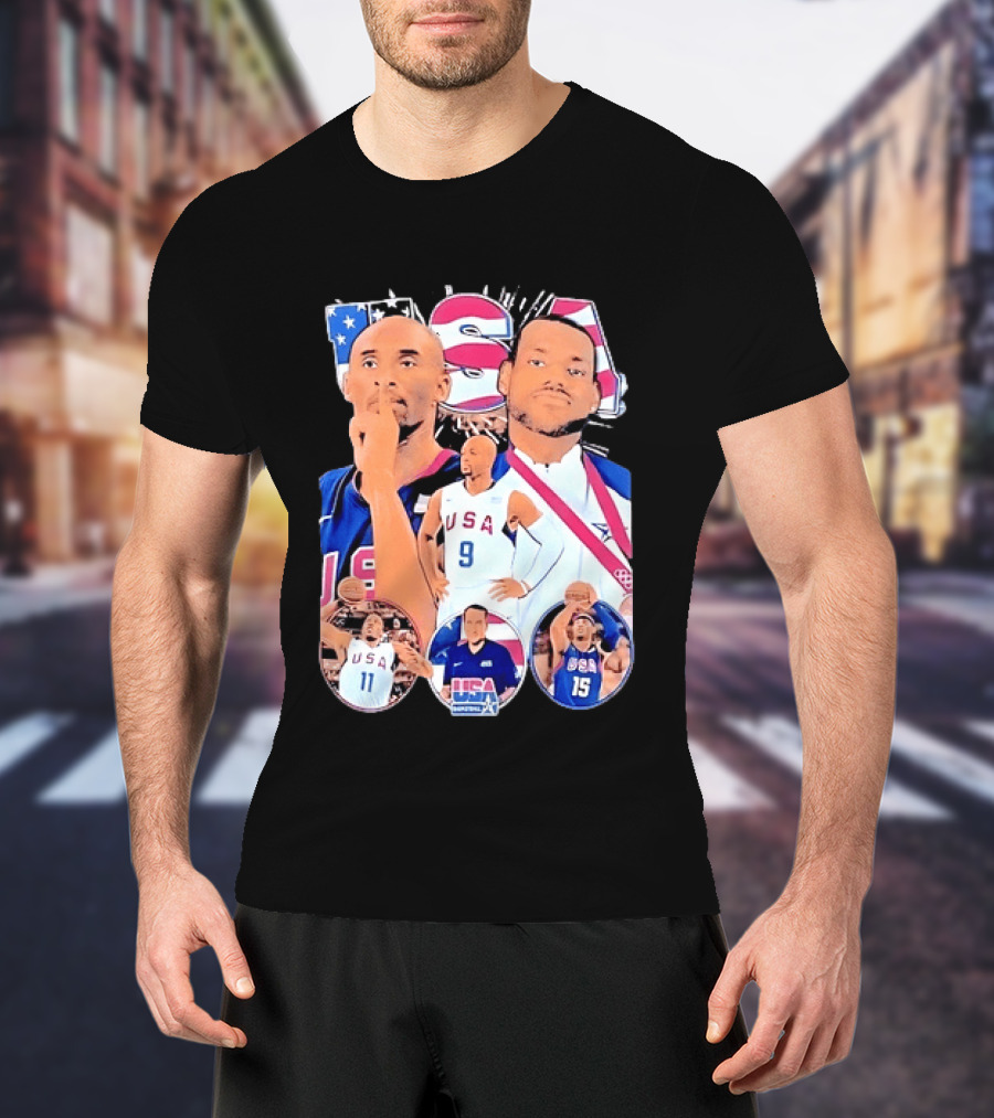 Kobe Bryant LeBron James USA Basketball Legends Iconic Team USA Moments T-Shirt