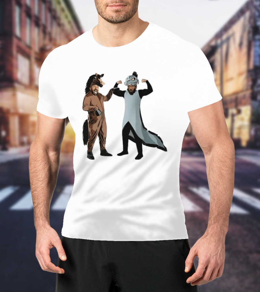 James Harden Joel Embiid Horse And Dinosaur Costumes Basketball Duo T-Shirt