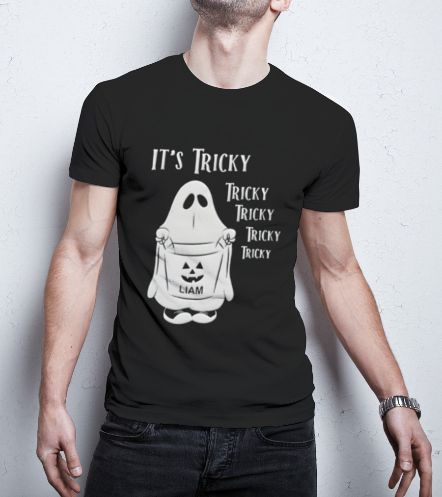 It's Tricky Ghost Holding Jack O Lantern Bucket Halloween T-Shirt