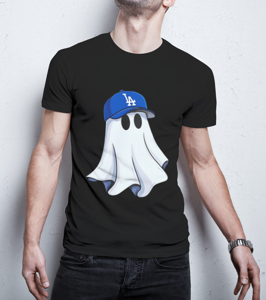 Los Angeles Dodgers Ghost In Blue LA Cap T-Shirt