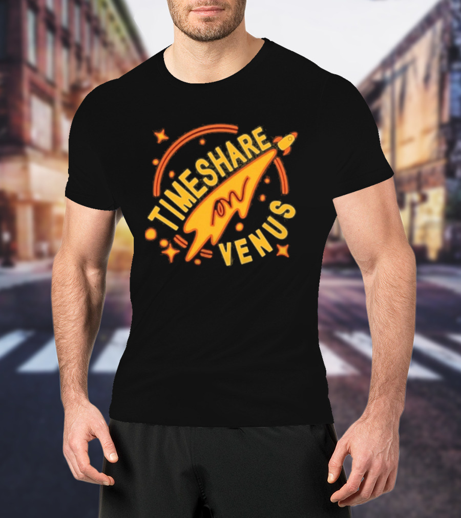 Timeshare On Venus Retro Space Rocket T-Shirt