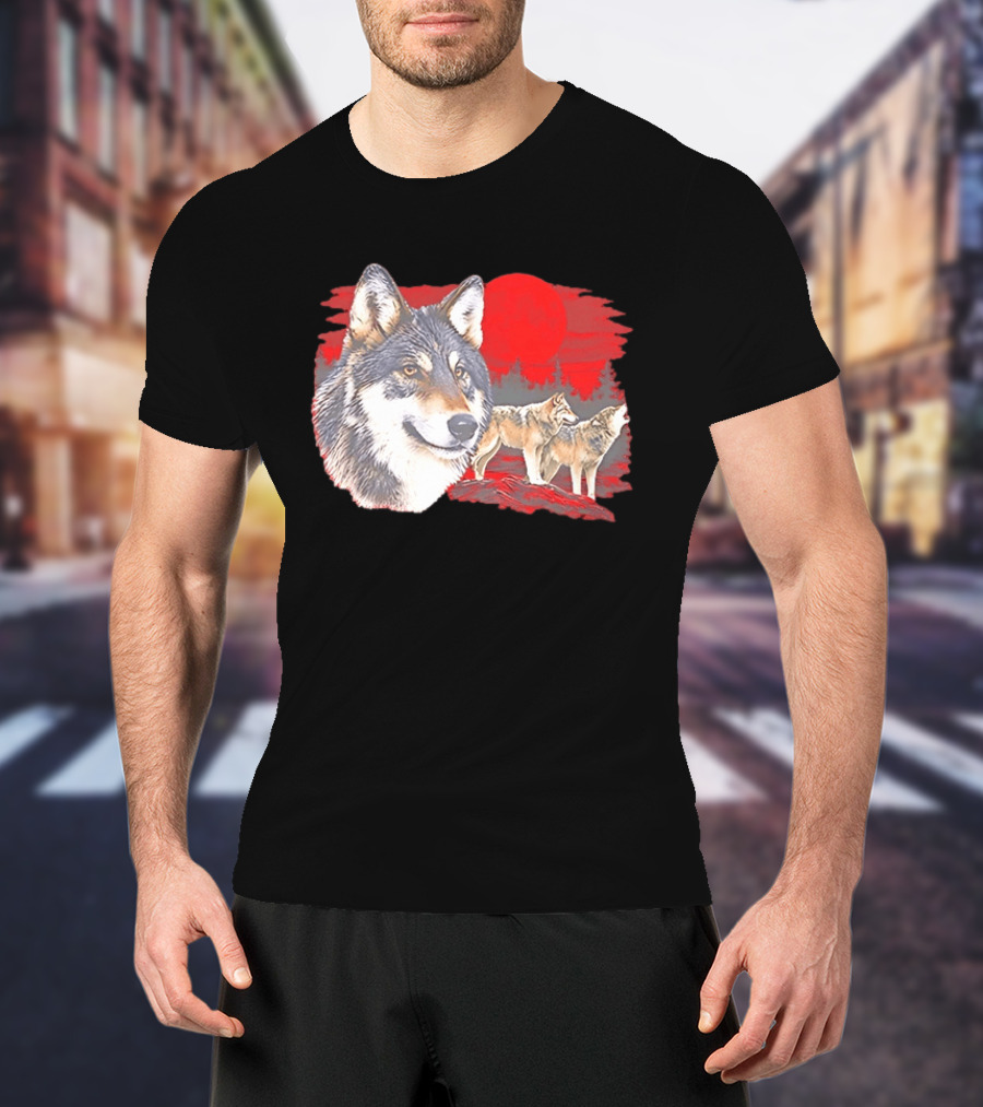 Wolf Pack Under A Moon Wolves Wildlife T-Shirt