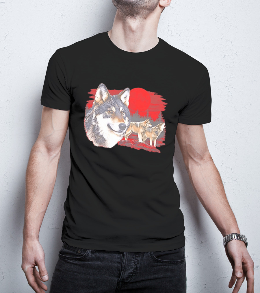 Wolf Pack Under A Moon Wolves Wildlife T-Shirt