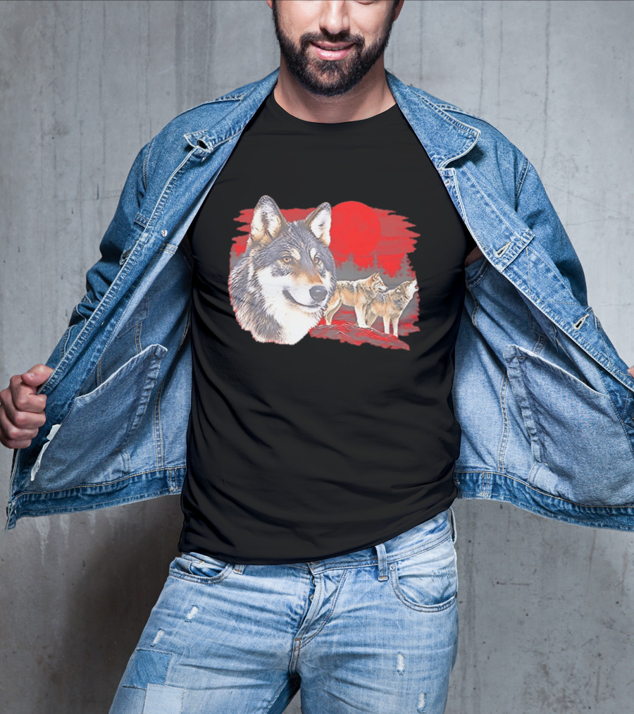 Wolf Pack Under A Moon Wolves Wildlife T-Shirt
