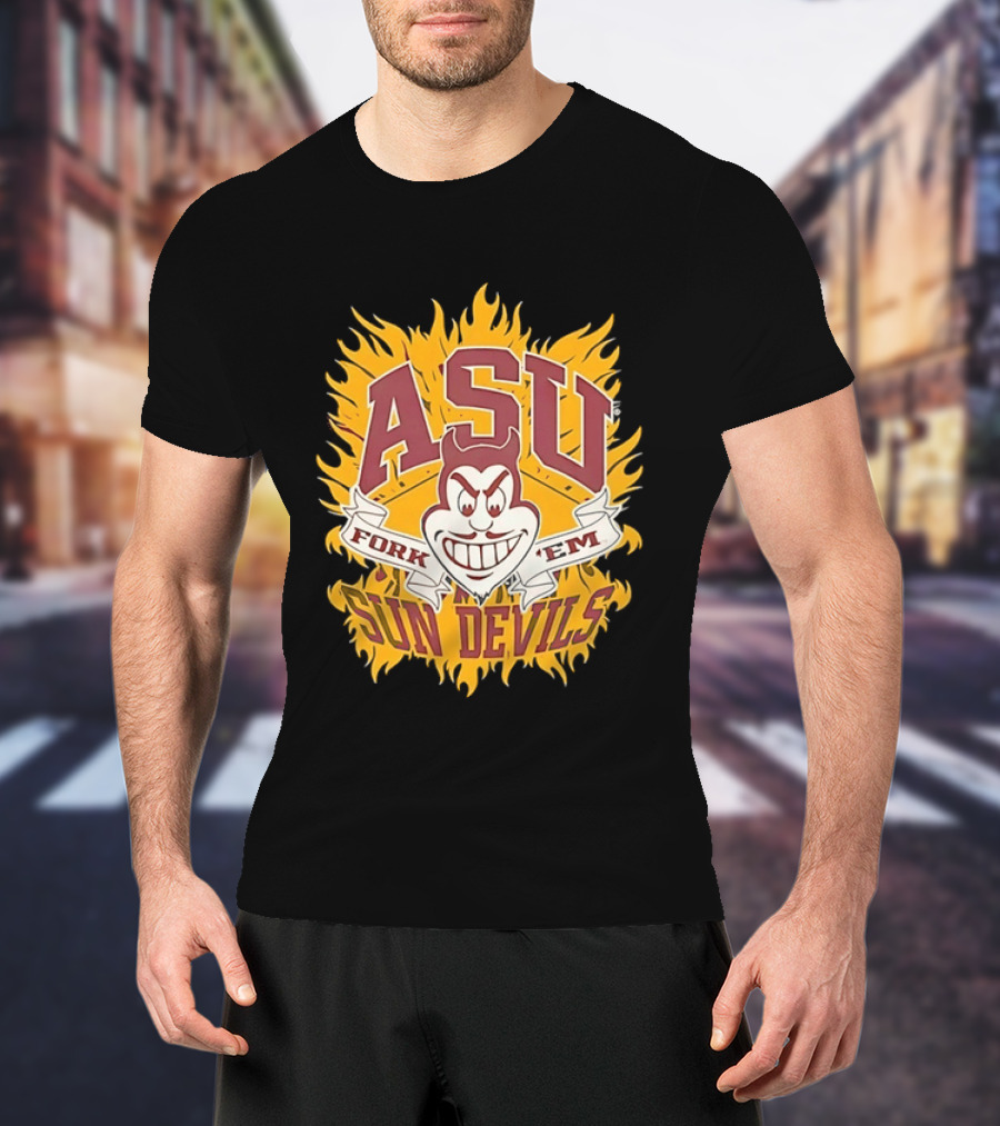 ASU Sun Devils Fork 'Em Arizona State University Fiery T-Shirt
