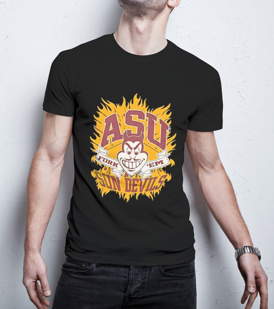 ASU Sun Devils Fork 'Em Arizona State University Fiery T-Shirt