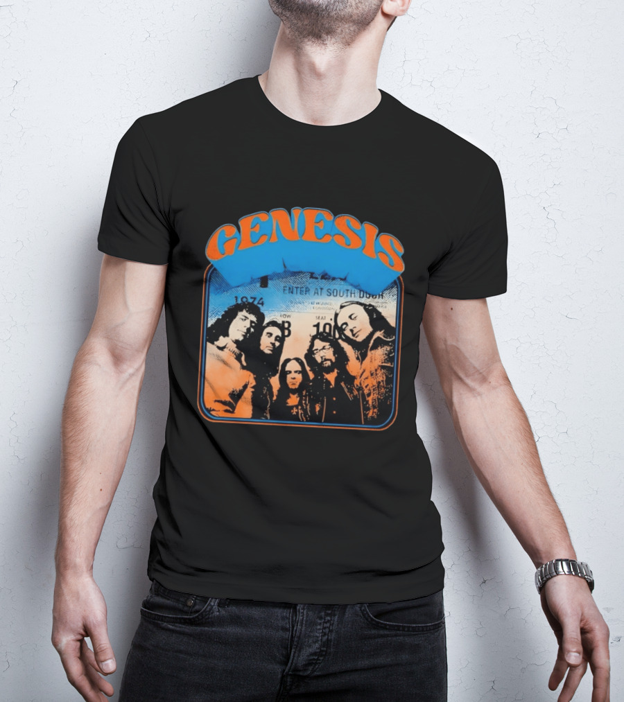 Genesis 1974 Enter At South Door Concert Ticket Progressive Rock T-Shirt