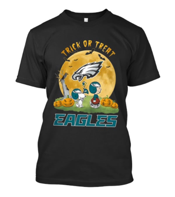 Philadelphia Eagles Trick Or Treat Snoopy Charlie Brown Full Moon Pumpkins T-Shirt
