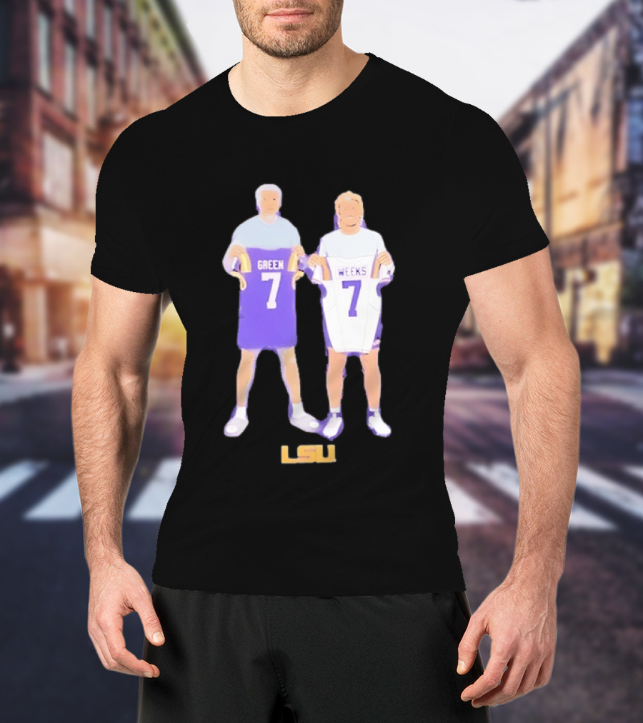 LSU Tigers Football Green And Weeks Jersey 7 T-Shirt