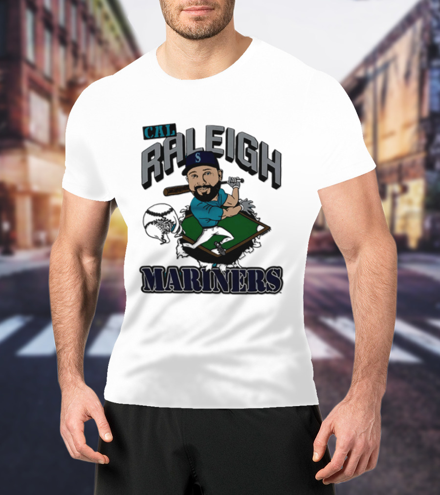 Cal Raleigh Seattle Mariners Player Caricature MLB T-Shirt