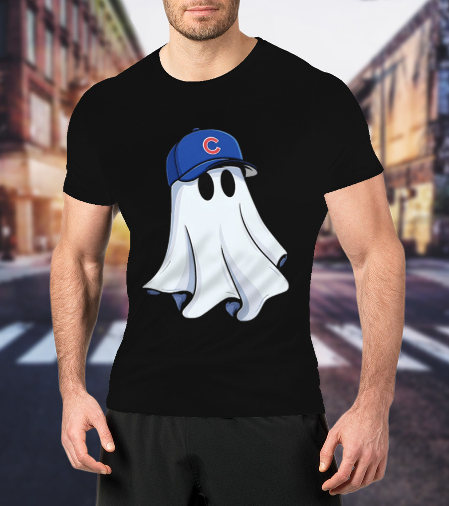 Chicago Cubs Ghost Cartoon Blue Baseball Cap T-Shirt