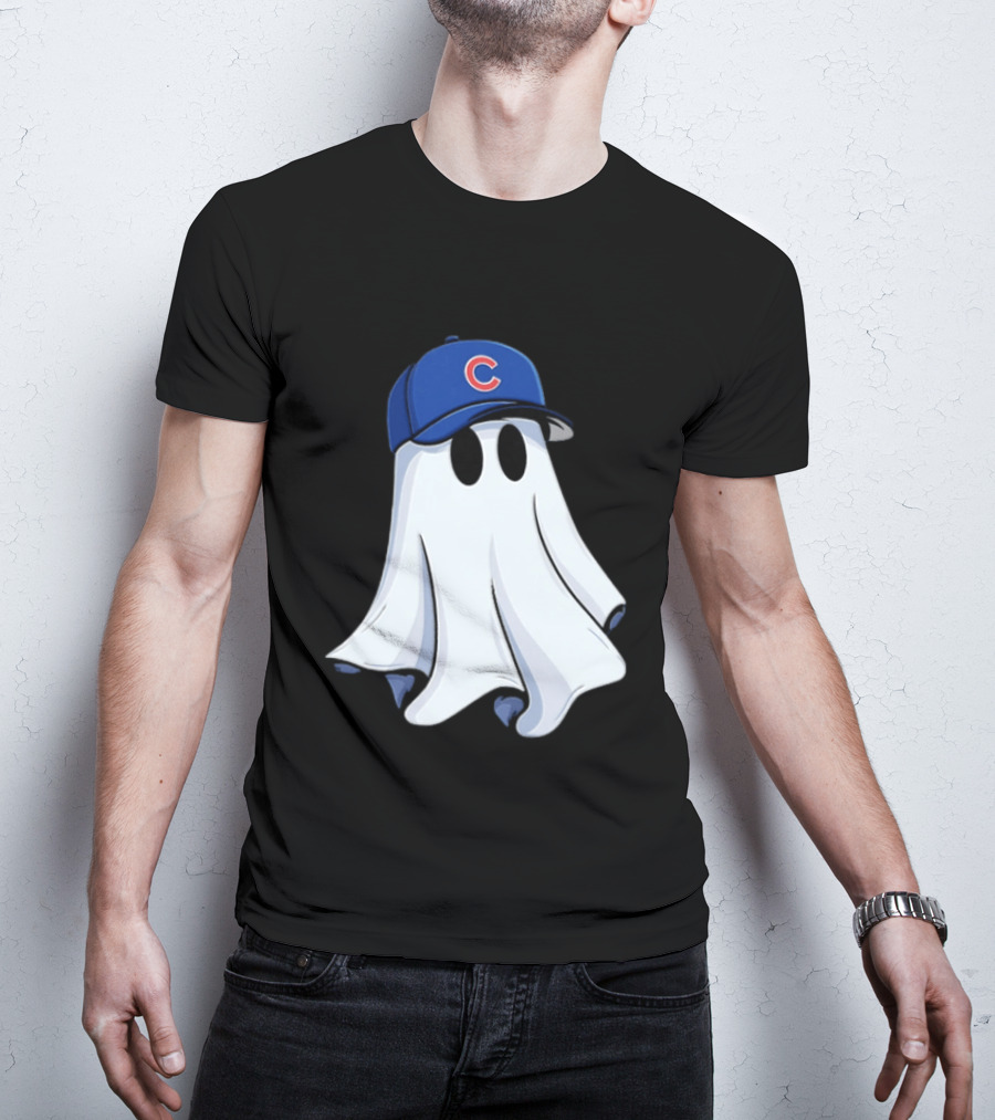 Chicago Cubs Ghost Cartoon Blue Baseball Cap T-Shirt
