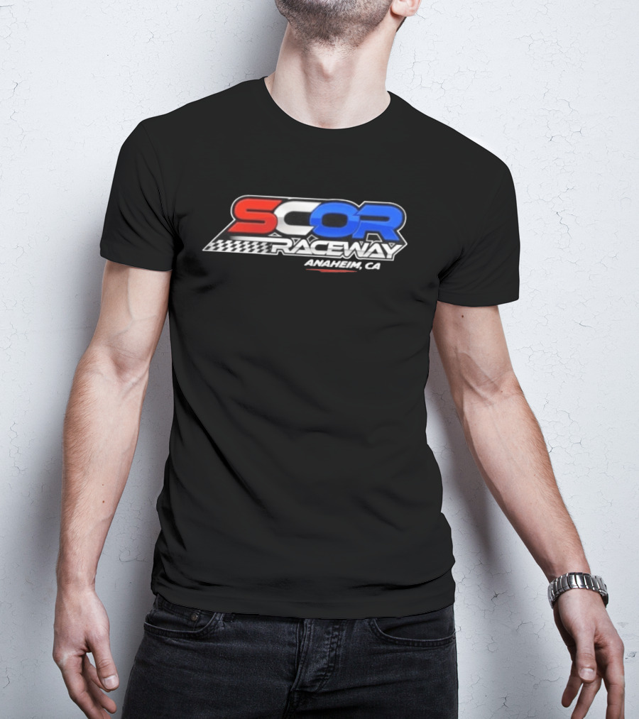 SCOR Raceway Anaheim CA Racing Flag T-Shirt