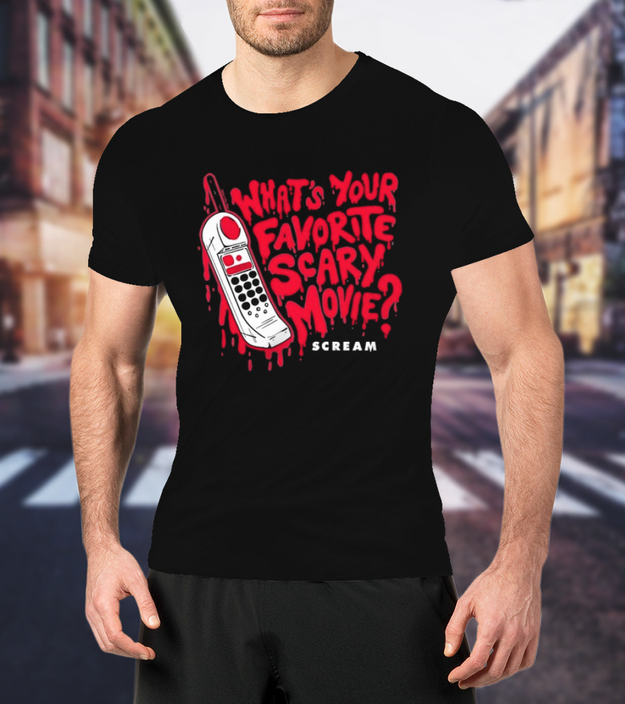 Scream What's Your Favorite Scary Movie Telephone Blood Red T-Shirt