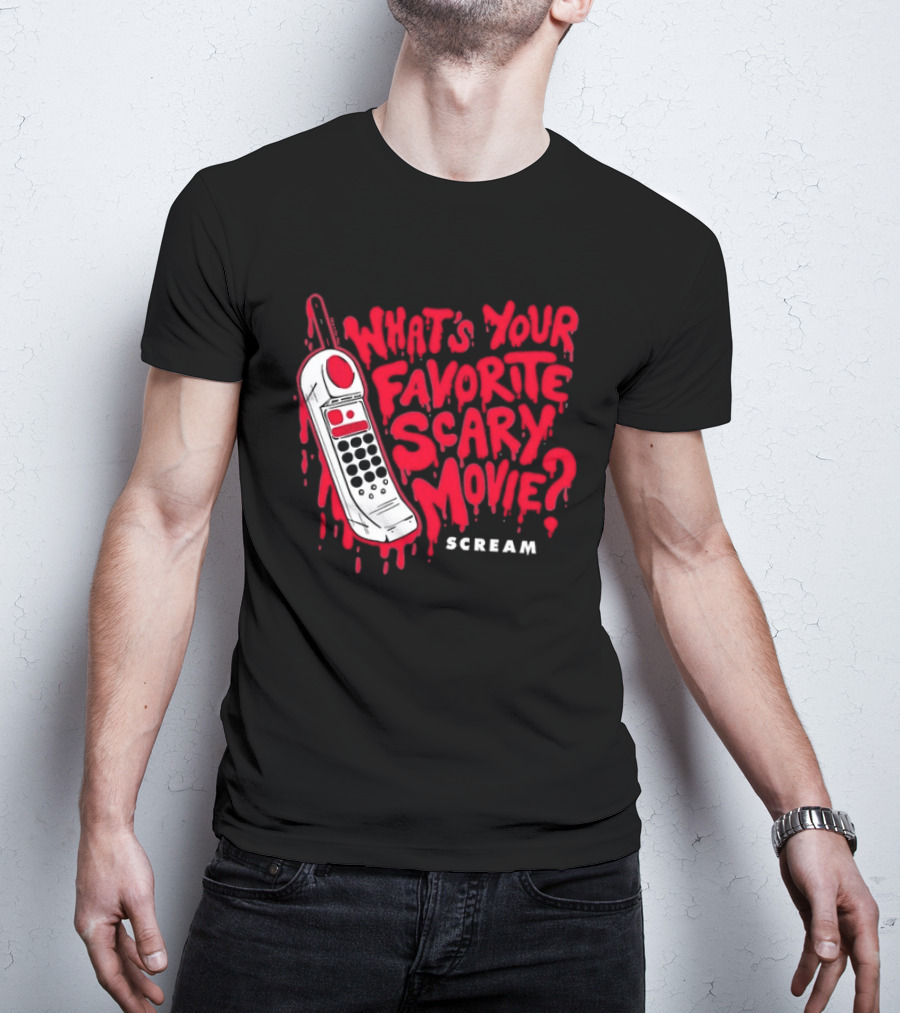 Scream What's Your Favorite Scary Movie Telephone Blood Red T-Shirt