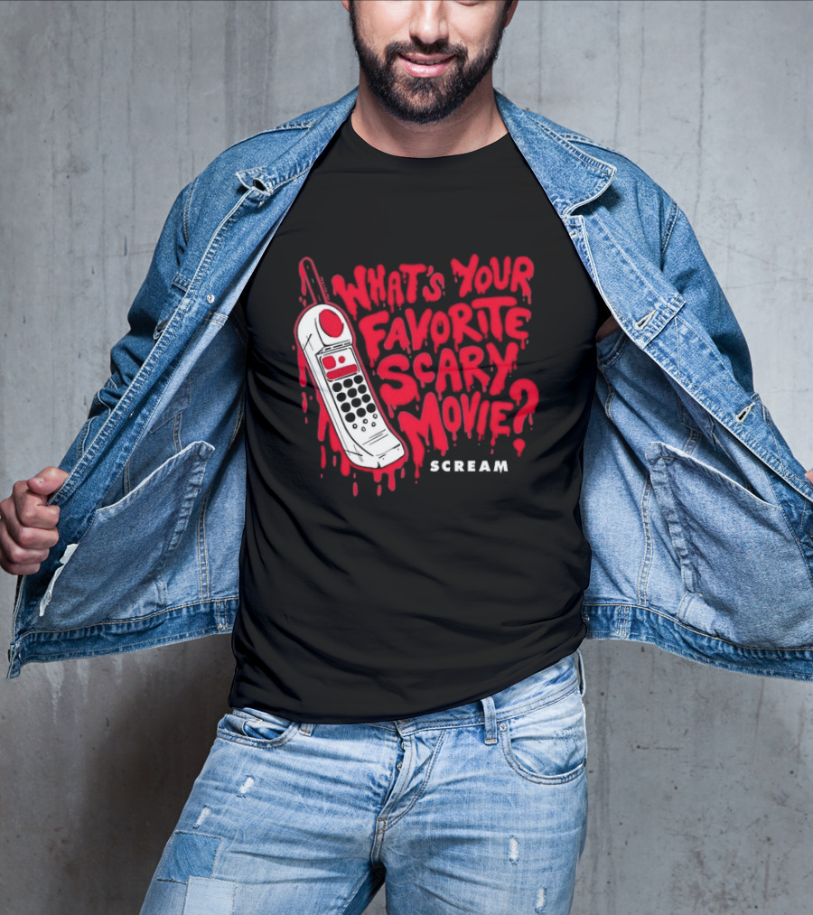Scream What's Your Favorite Scary Movie Telephone Blood Red T-Shirt