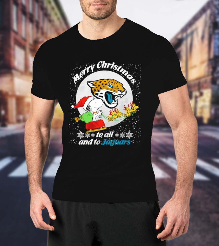 Merry Christmas Snoopy To All And To Jaguars T-Shirt