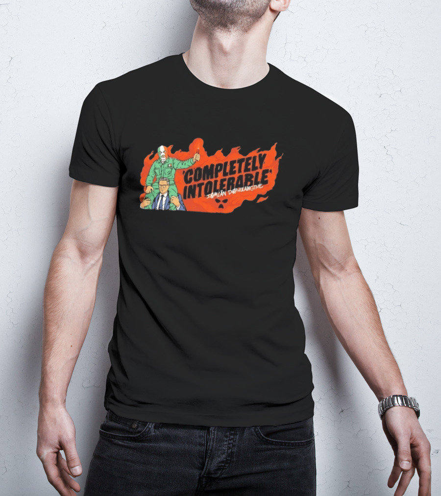 Completely Intolerable Iømlán Døfhulaingthe Flame Background Masked Man Suit And Tie T-Shirt