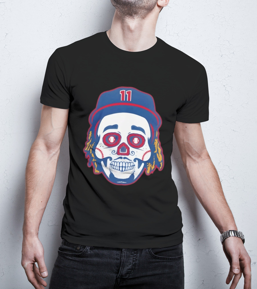 José Ramírez 11 Cleveland Guardians Sugar Skull Baseball Player T-Shirt