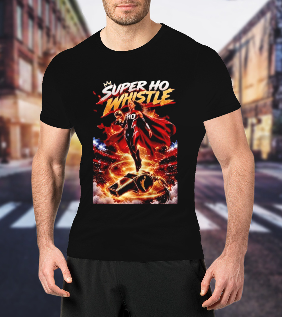 Super Ho Whistle WNBA Basketball Comic Style Heroine T-Shirt