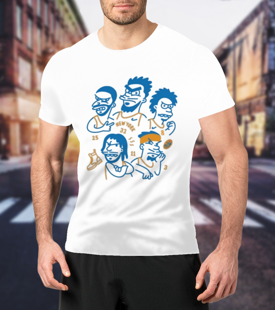 New York Knicks Cartoon 25 30 23 11 NBA Basketball Players T-Shirt