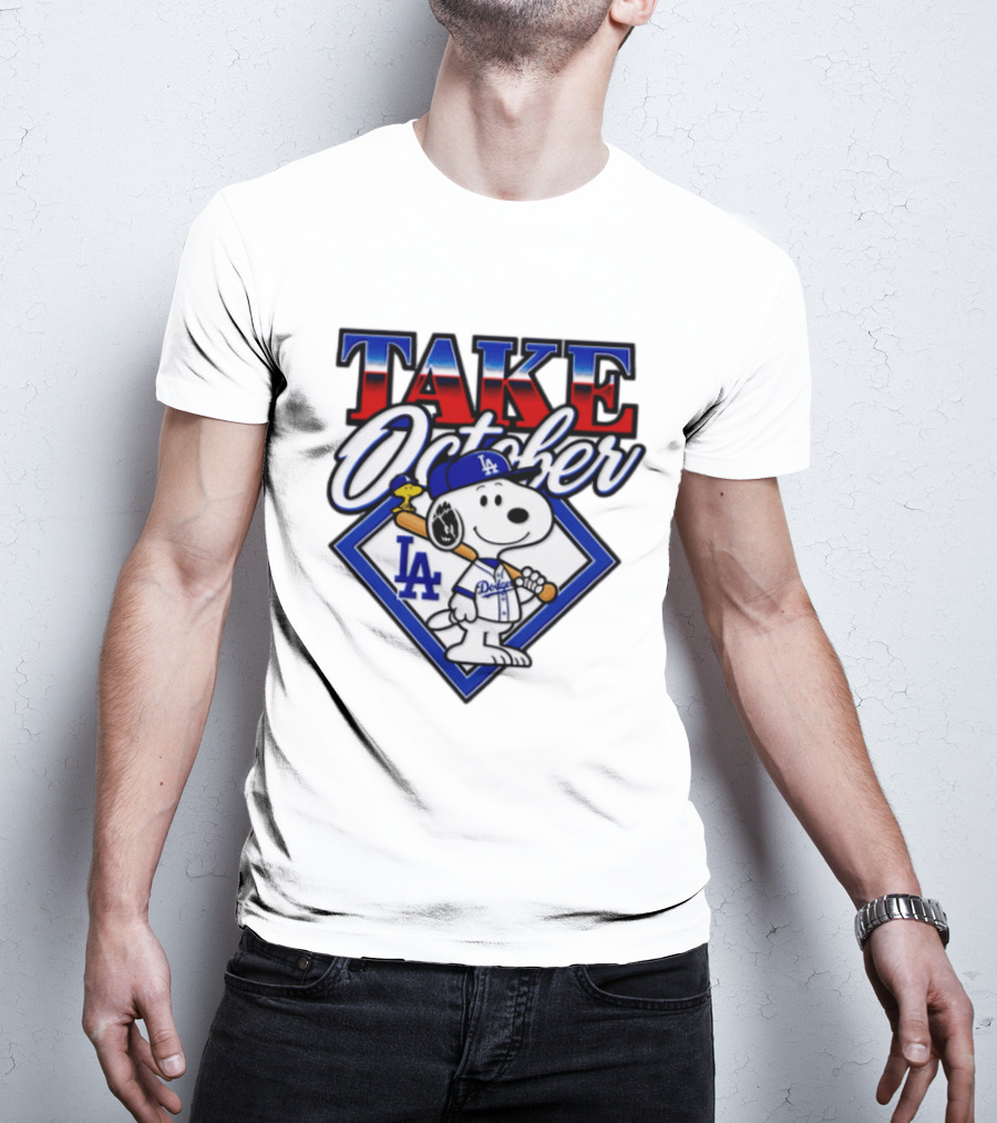 Snoopy LA Dodgers MLB Take October Baseball Postseason T-Shirt