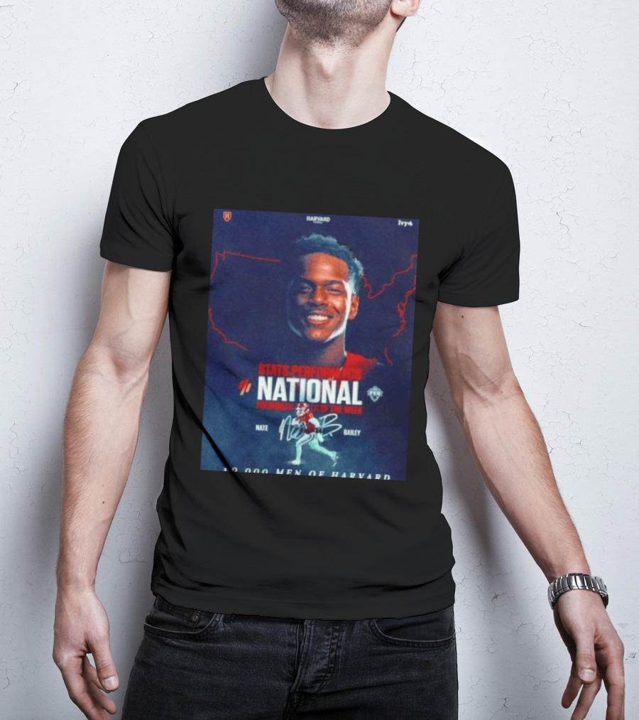 Stats Perform FCS National Freshman Player Of The Week Nate Bailey Harvard Football Ivy League T-Shirt