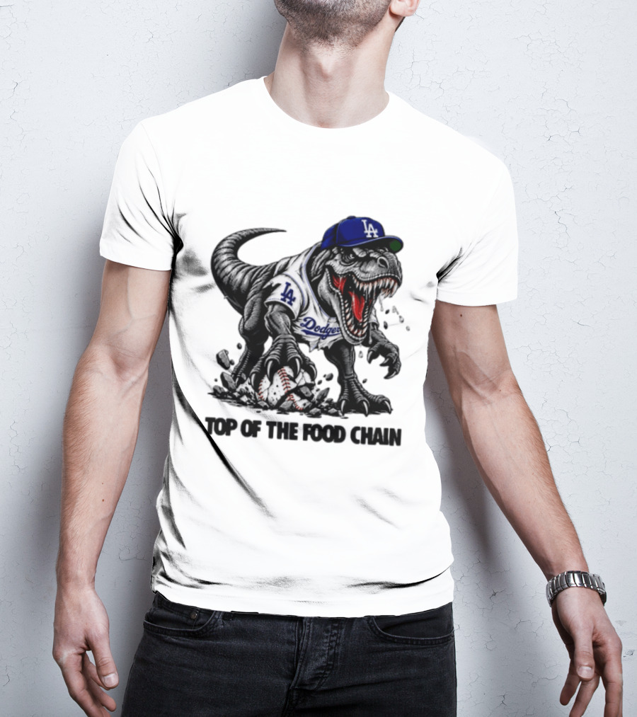 Tyrannosaurus Los Angeles Dodgers MLB Top Of The Food Chain Baseball Rex T-Shirt