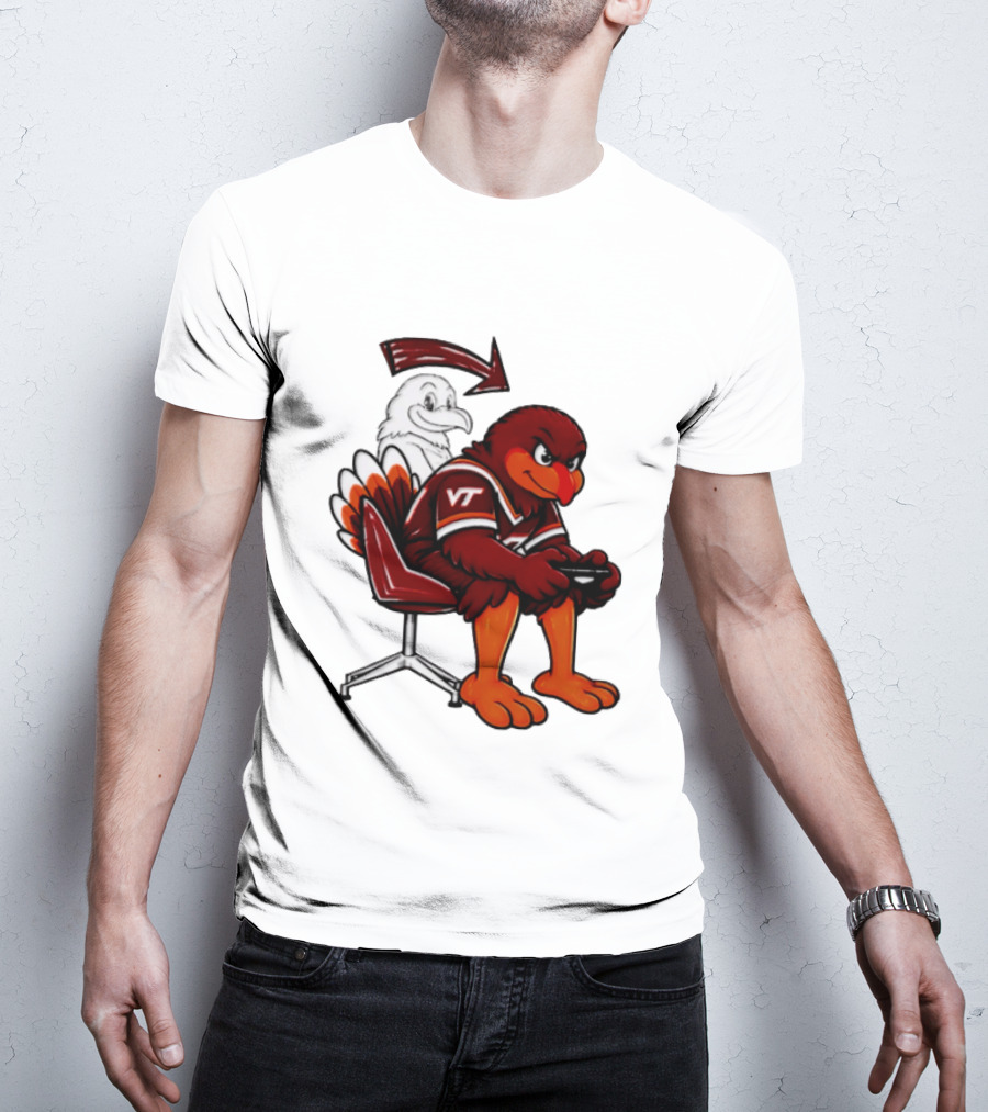 Virginia Tech Hokies Turkey Playing Video Game NCAAF Team Spirit T-Shirt