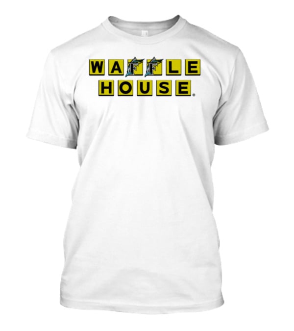 Waffle House Miami Marlins Fish Letters Yellow Blocks T-Shirt